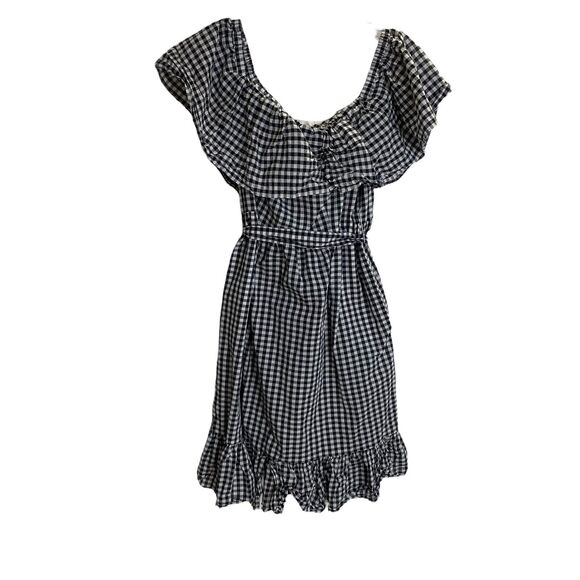 Eliza J Black and White Gingham Midi Dress - Picture 1 of 8